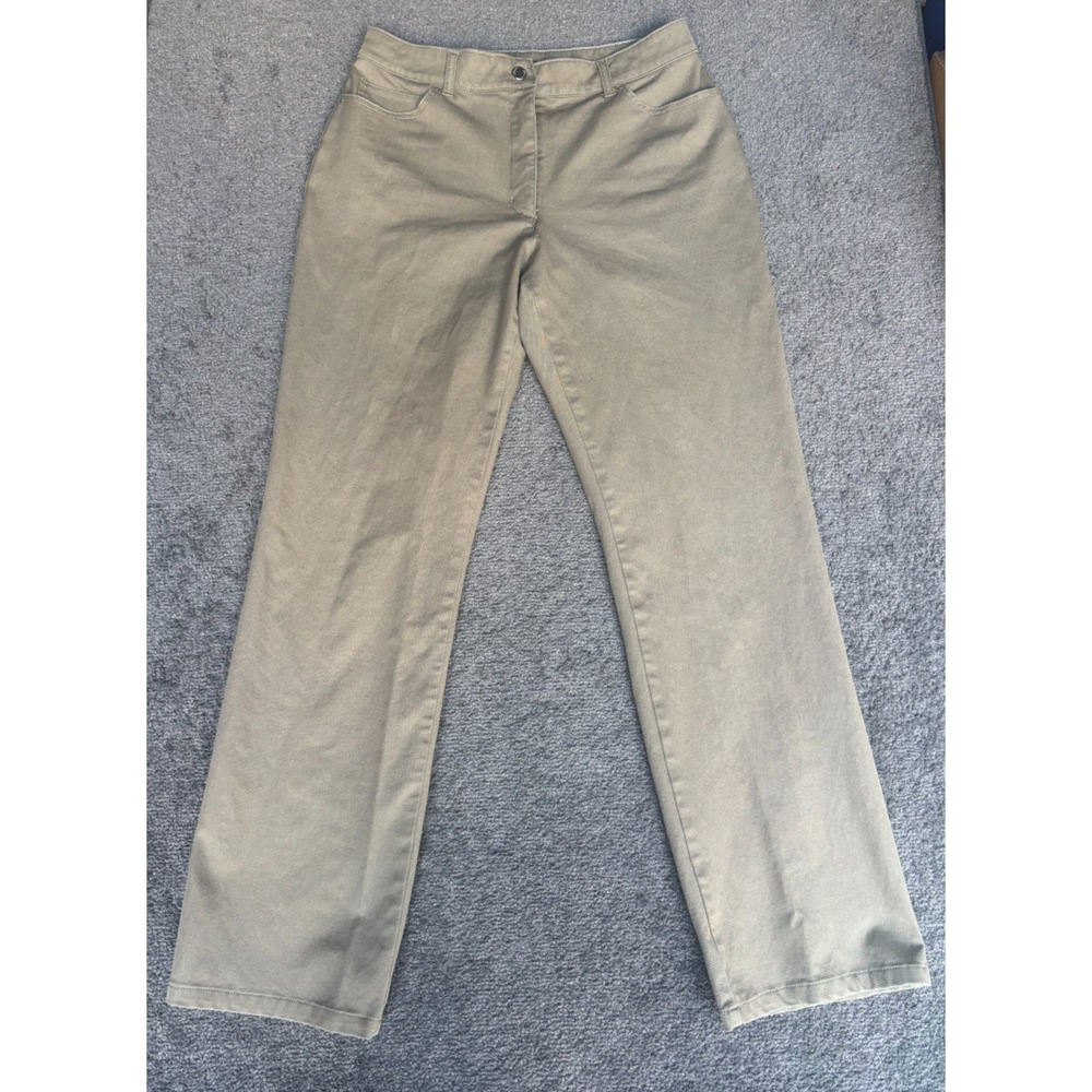 Jaeger Jeans Women's 10 Khaki Denim Cotton Stretch 5-Pockets Zip Fly High Rise‎